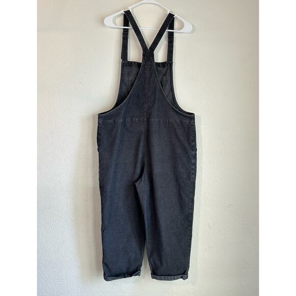 Aerie Werk & Play Corduroy Overalls Smoked Gray Cuffed Straight Leg Size Large - Picture 7 of 13